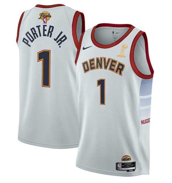 Mens Denver Nuggets #1 Michael Porter Jr. White 2023 Finals Champions Icon Edition Stitched Basketball Jersey